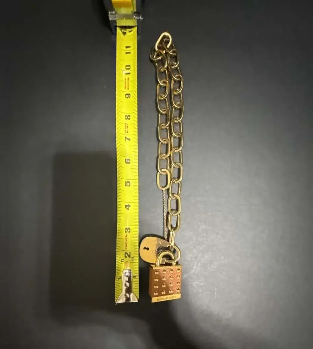 Michael Kors Padlock Charm Chain Link Bracelet in Gold-Tone